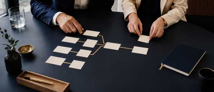 Strategic roadmap arranged on an executive desk