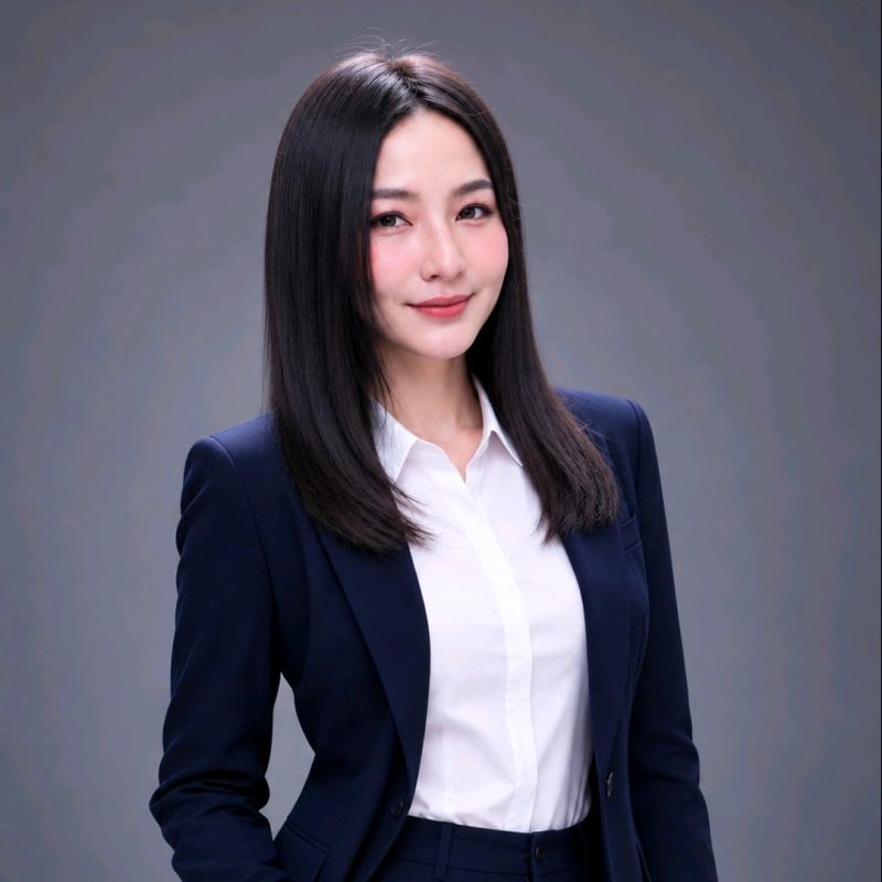Phatsha Thana in a navy suit